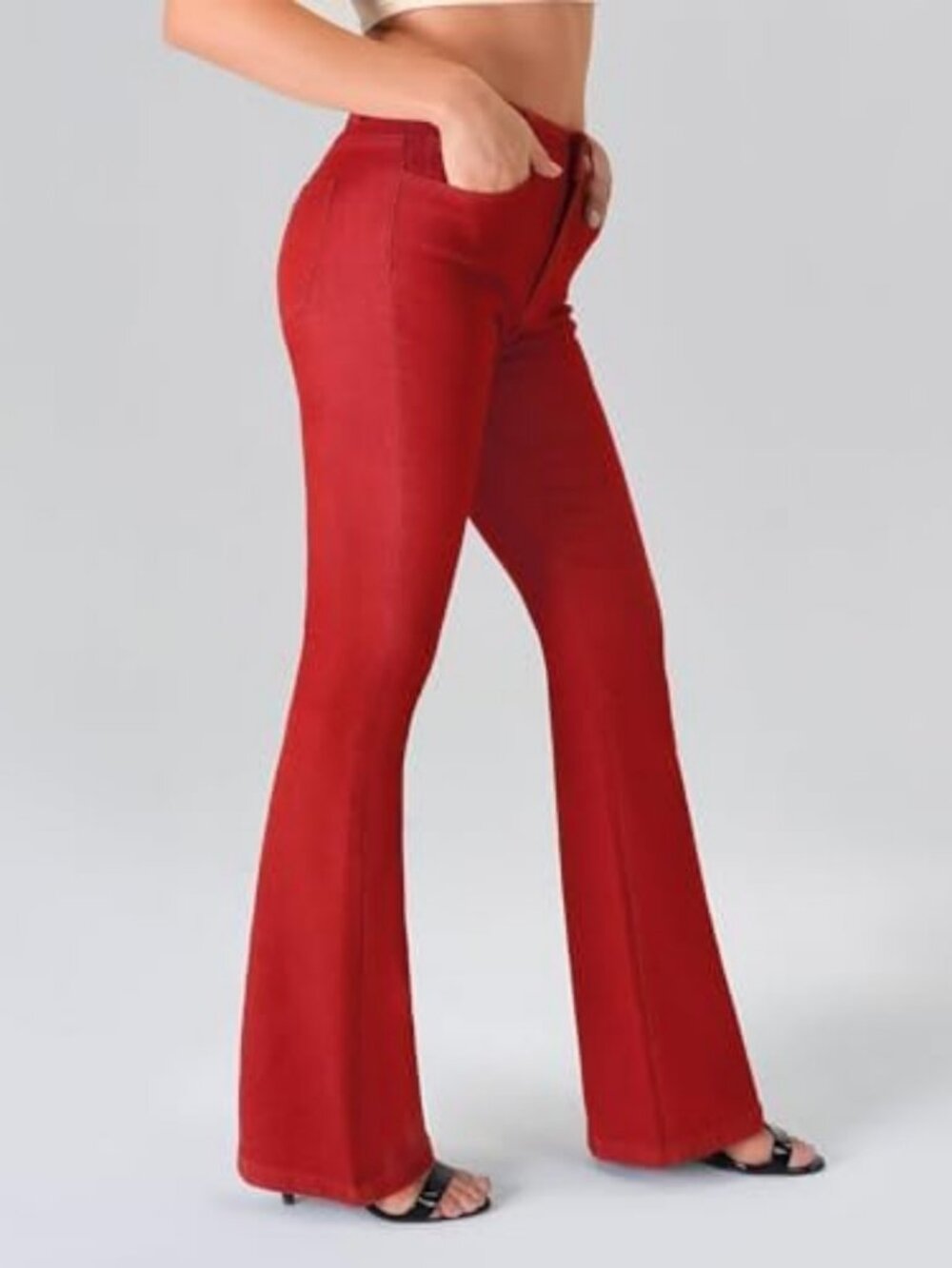 Trendy Stretchy Flare Jeans for Women | Mid Rise Bootcut Curvy Denim Pants - Picture 2 of 6